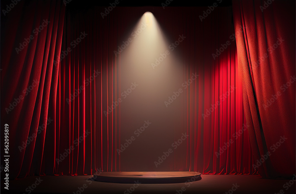 stage with curtains and spotlight - obrazy, fototapety, plakaty 