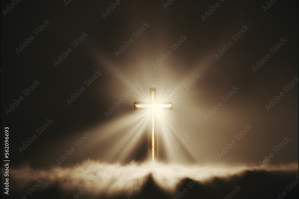 Obraz premium crucifixo com luzes simbolo da páscoa religiosa 