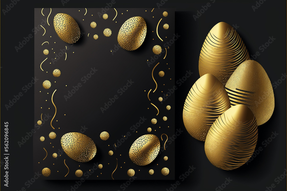 Fototapeta premium cartão com ovos dourados de páscoa 