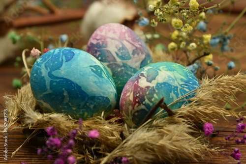 easter eggs in a basket