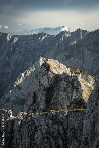 Photography Koschutta mountains at the Austrian Slovenian border during a beautiful autumn day looking east from Loibler Baba