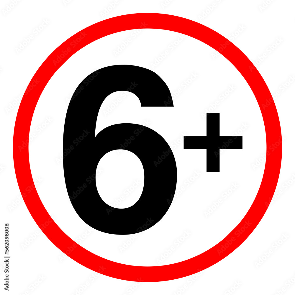 Age Ratting Sign Suitable for children over 6 on Transparent Background Age Ratting Sign Suitable for children over 6 on Transparent Background