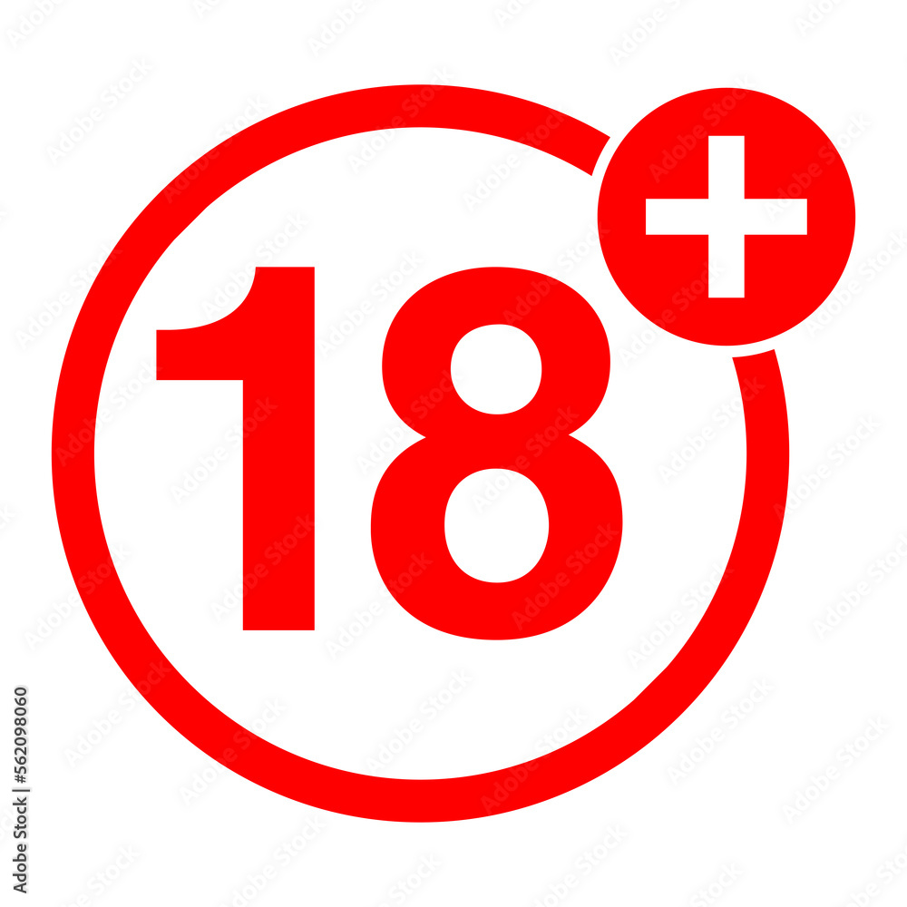 Age Ratting Sign over 18 on Transparent Background Age Ratting Sign over 18 on Transparent Background
