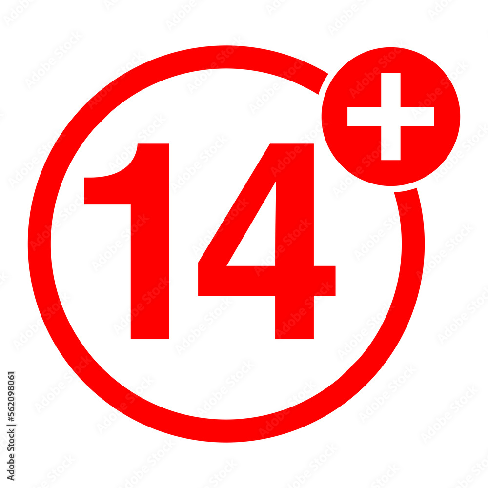 Age Ratting Sign over 14 on Transparent Background Age Ratting Sign over 14 on Transparent Background