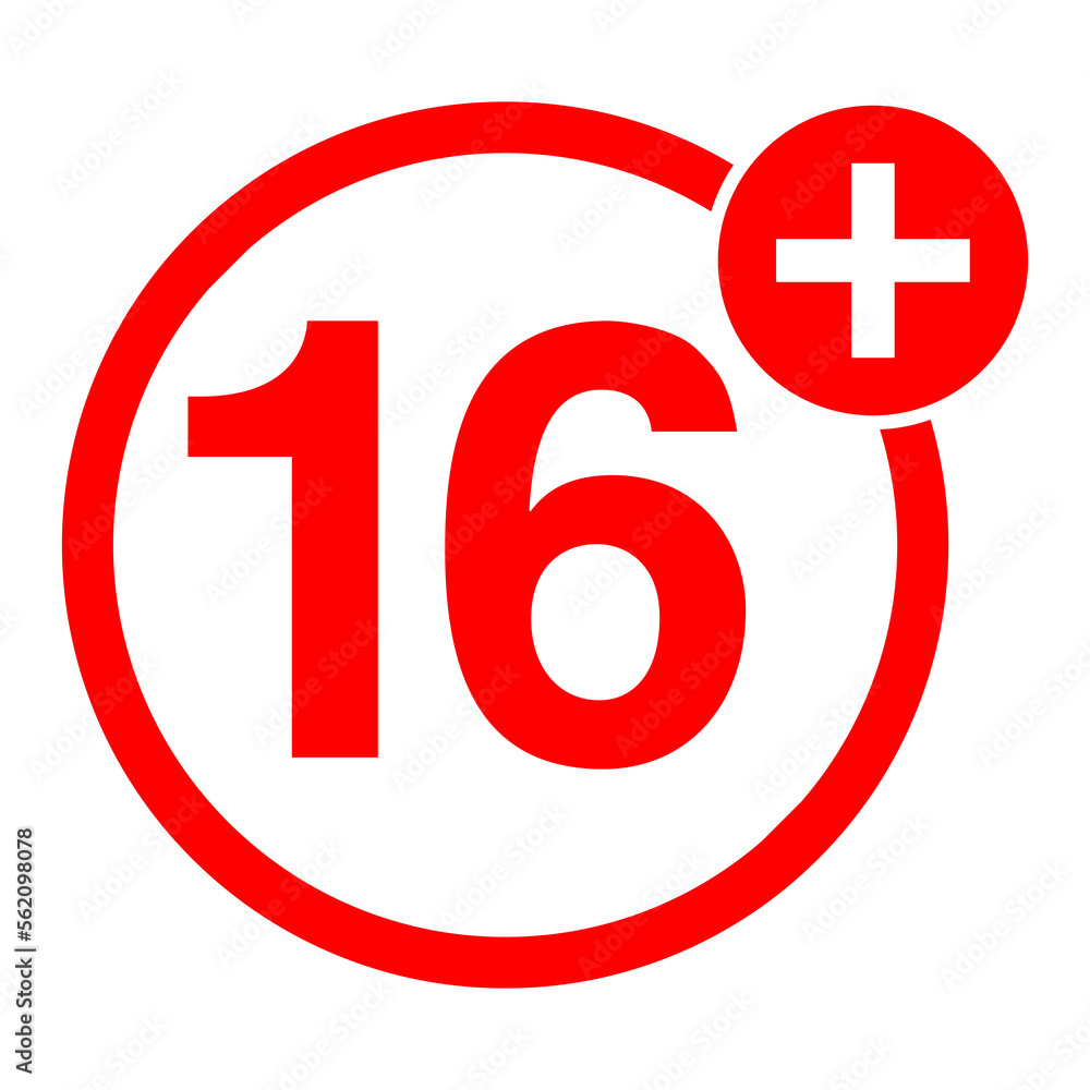 Age Ratting Sign over 16 on Transparent Background Age Ratting Sign over 16 on Transparent Background