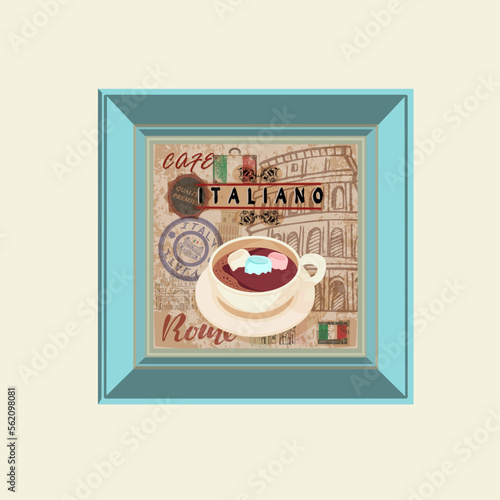 illustration of a background with a hot chocolate 