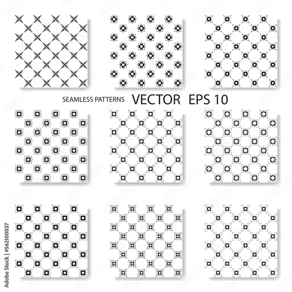 Collection of Seamless pattern line doodle hand drawing abstract isolated on background