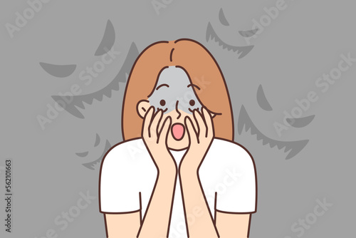 Scared woman feel afraid 