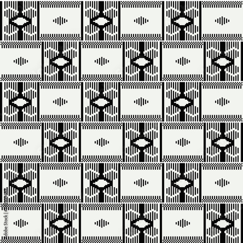 Kente cloth. African textile. Ethnic seamless pattern. Tribal geometric print. 