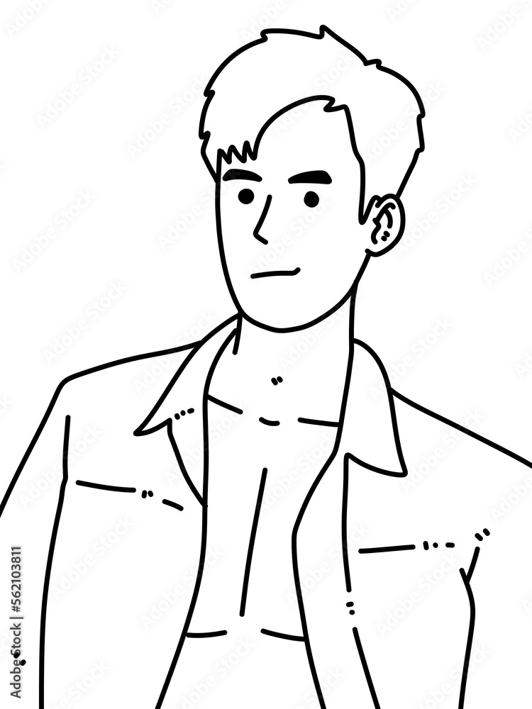 black and white of cute man cartoon for coloring black and white of cute man cartoon for coloring