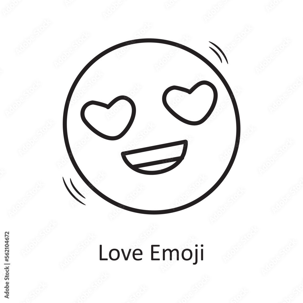 Love Emoji vector outline hand draw Icon design illustration. Valentine Symbol on White background EPS 10 File