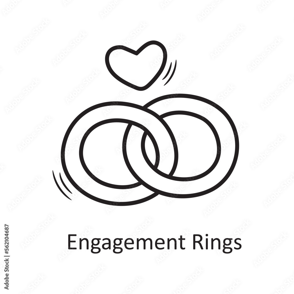 Engagement Rings vector outline hand draw Icon design illustration. Valentine Symbol on White background EPS 10 File Engagement Rings vector outline hand draw Icon design illustration. Valentine Symbol on White background EPS 10 File