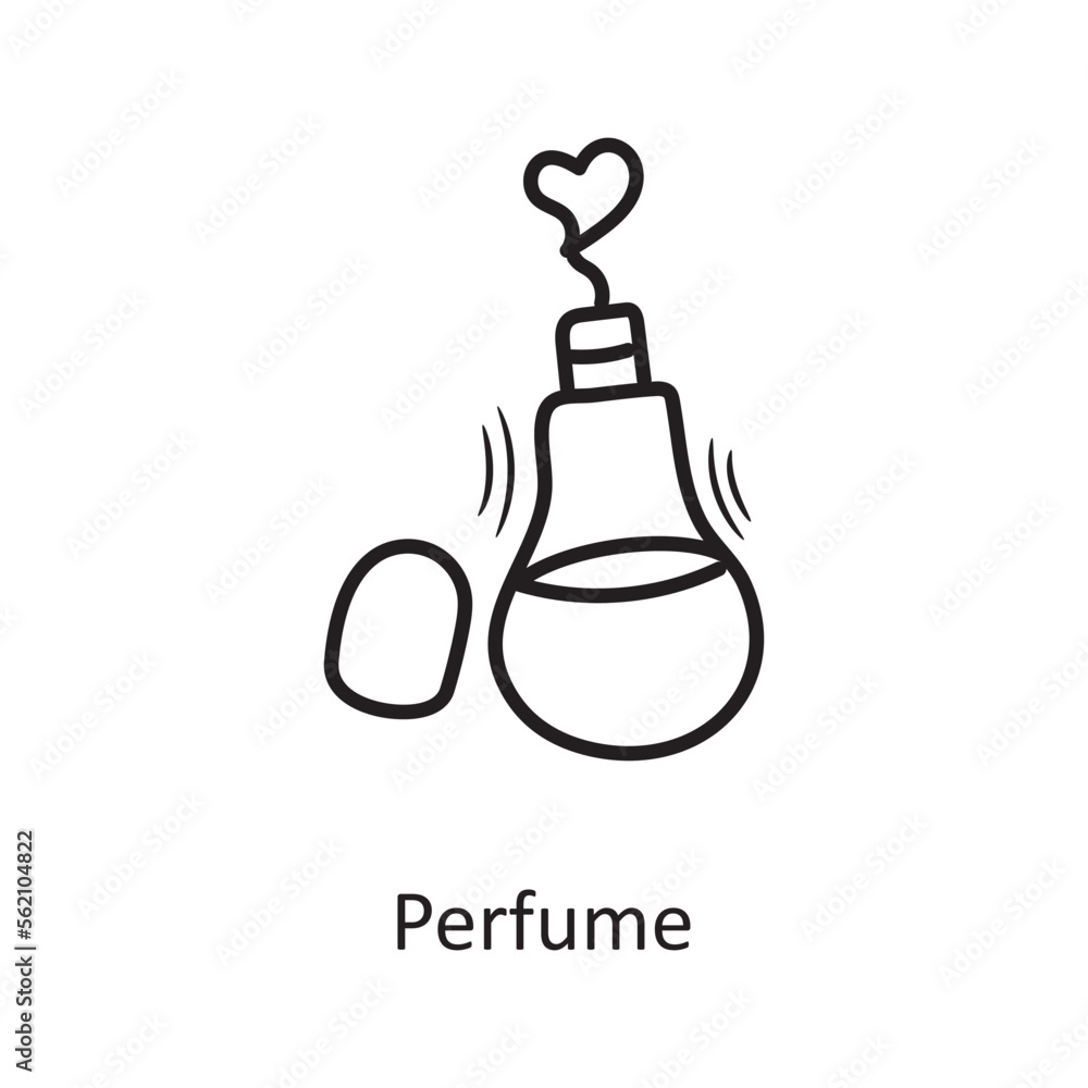 Obraz premium Perfume vector outline hand draw Icon design illustration. Valentine Symbol on White background EPS 10 File