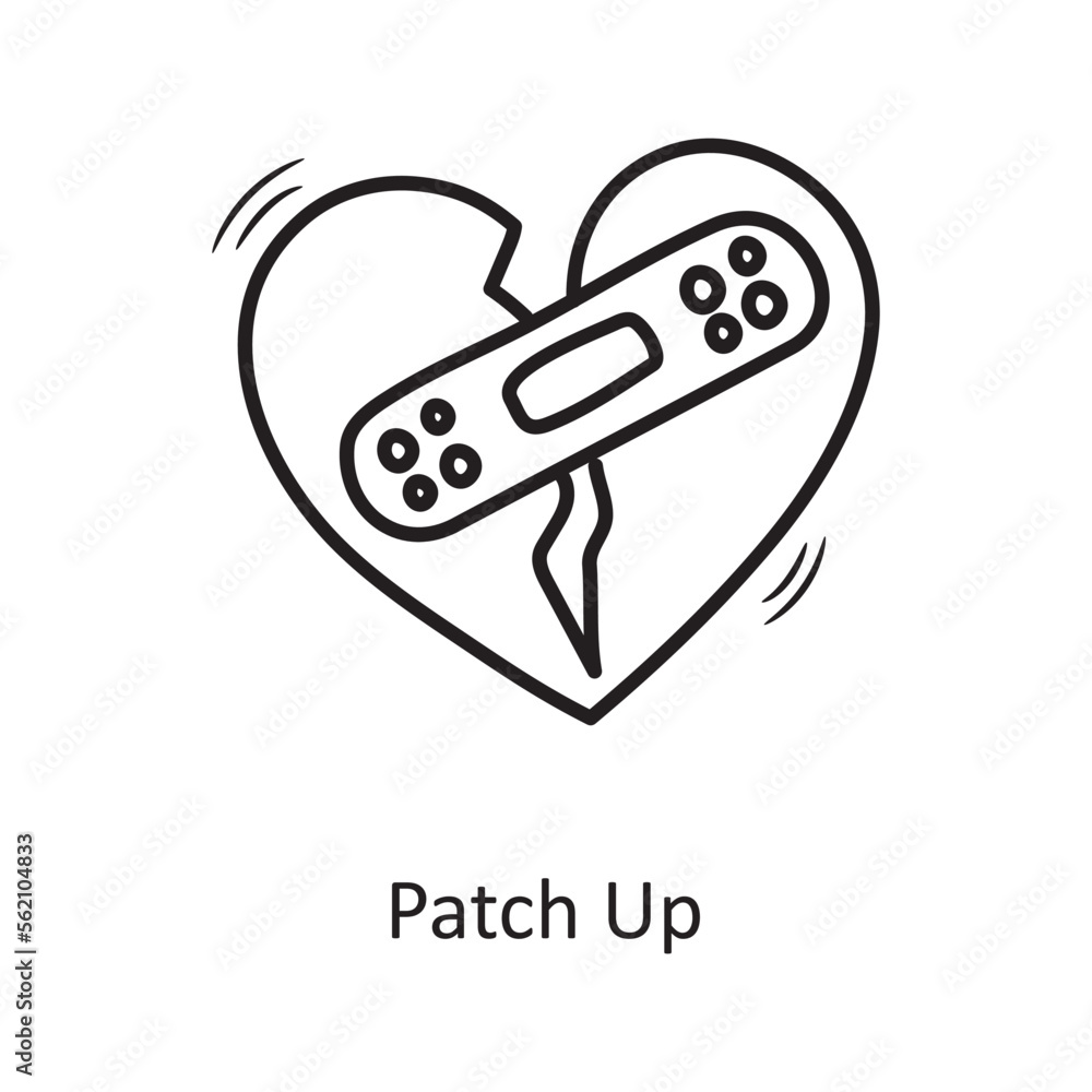 Patch up vector outline hand draw Icon design illustration. Valentine