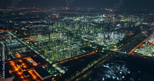 Wallpaper Mural Aerial view of oil and gas petrochemical industrial with Refinery factory scene at night Torontodigital.ca
