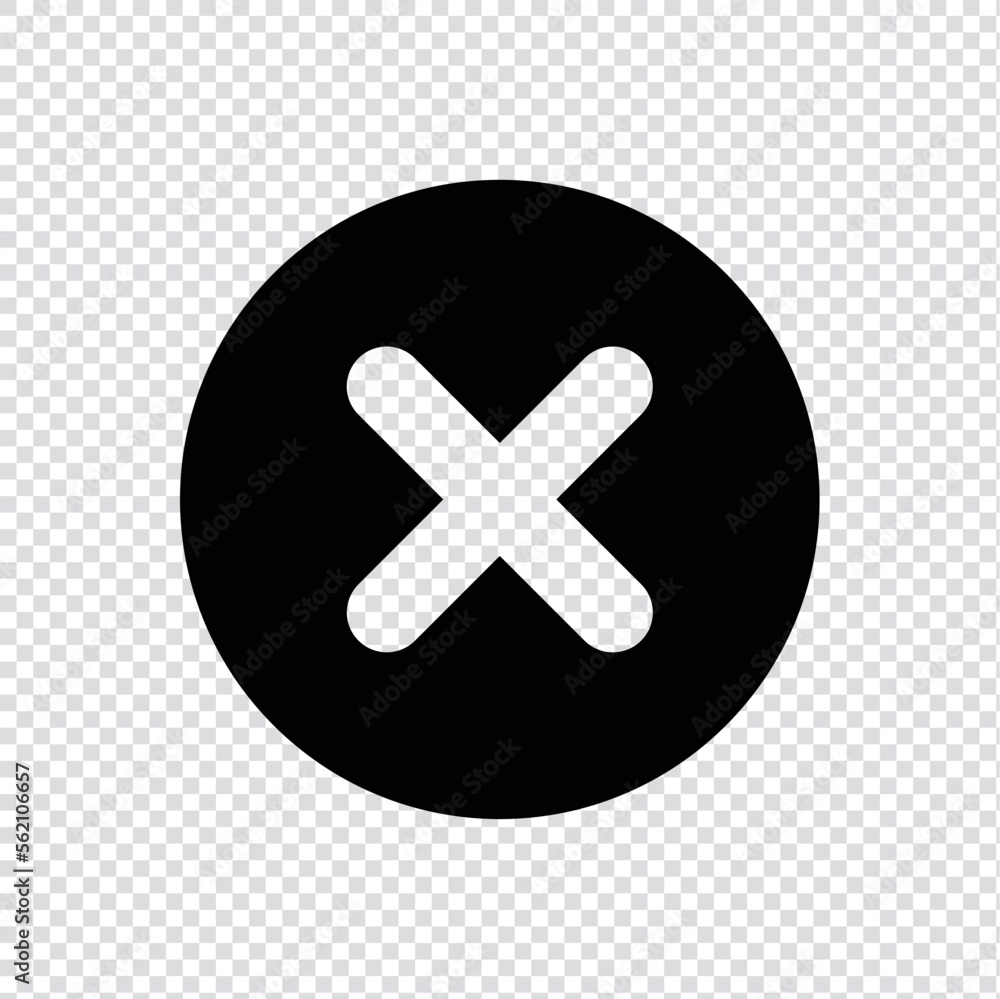 Fototapeta premium Cancel, delete cross, exit filled icon in transparent background, basic app and web UI bold line icon, EPS10