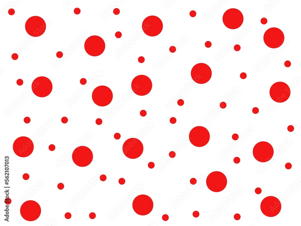 On a white background, large and small circles of red color On a white background, large and small circles of red color