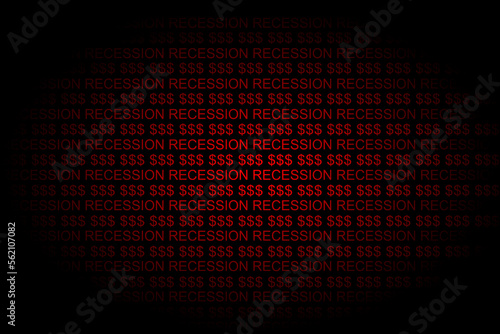 Vector background with dollar sign and inscription recession, weakening dollar, world economic crisis and decline in purchasing power