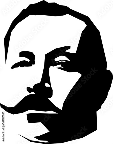 Sir Arthur Conan Doyle, British Writer of Sherlock Holmes Stories and Physician, 1859 - 1930, Stylized Black and White Vector Illustration