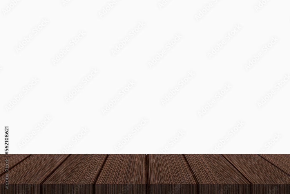 Wooden desktop with white background