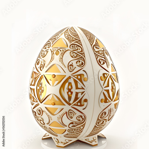 Golden Decor Easter Egg. Generative AI Illustration. Ornamental Style.