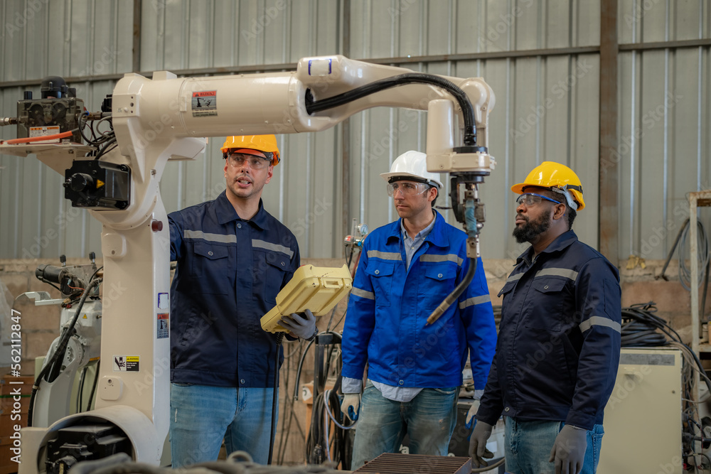 Engineer Factory Day Engineer factory industry wearing safety uniform work and checking ...