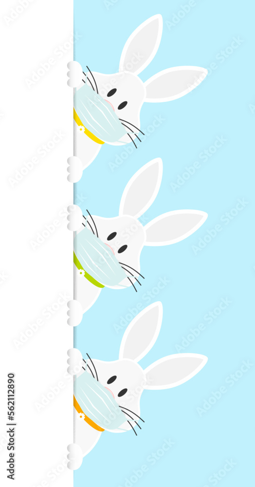 3 Weiße Osterhasen Maske Banner Vertikal Gelb/Grün/Orange Himmel 3 Weiße Osterhasen Maske Banner Vertikal Gelb/Grün/Orange Himmel