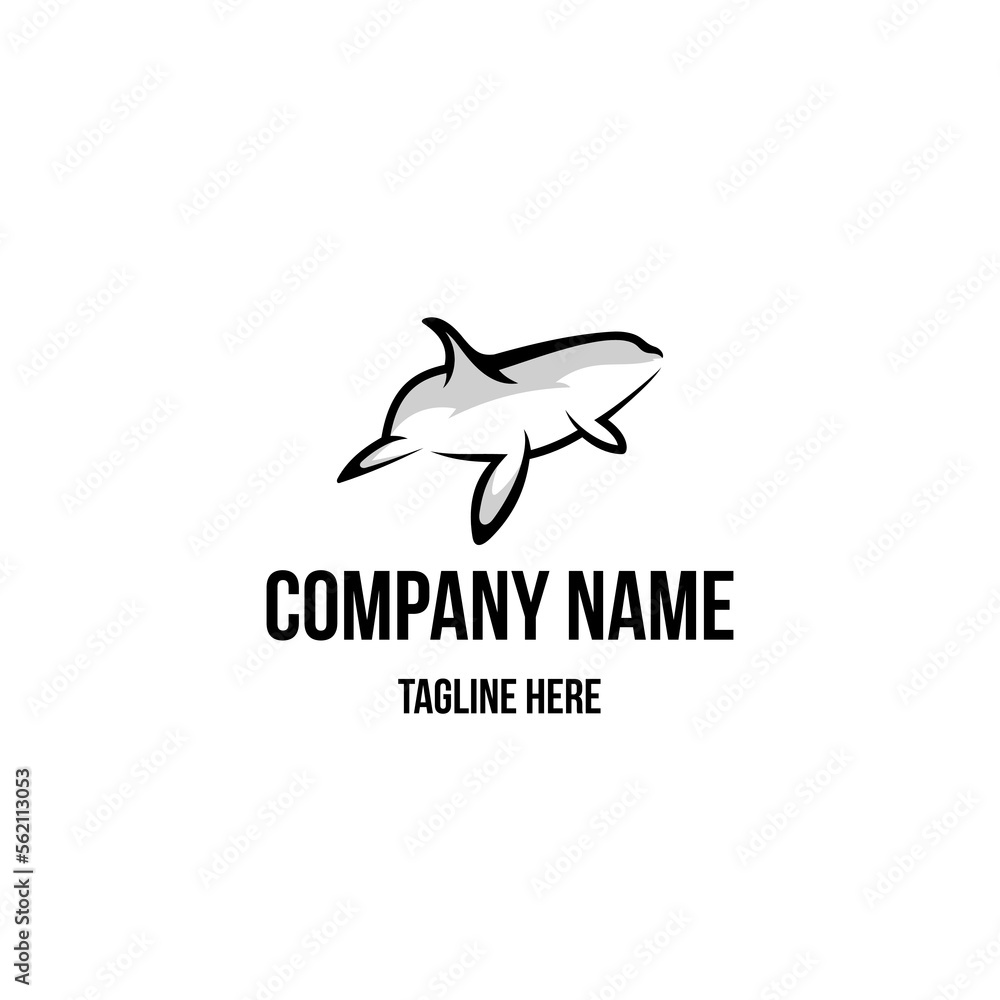 Obraz premium Whale logo design icon. Whalelogo design inspiration. Artic animal logo design template. Animal symbol logotype. Whale symbol silhouette.