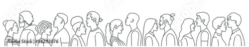 Hand drawn vector illustration of multi-ethnic people. © Anna