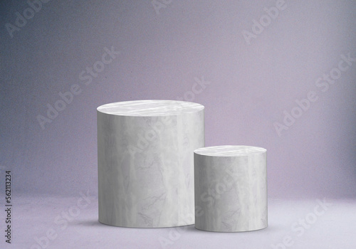 Cylinder marble shaped podiums or pedestals for products