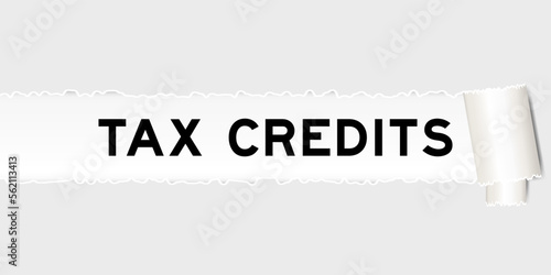 Ripped gray paper background that have word tax credits under torn part photo