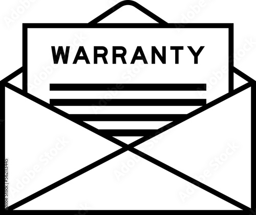 Envelope and letter sign with word warranty as the headline