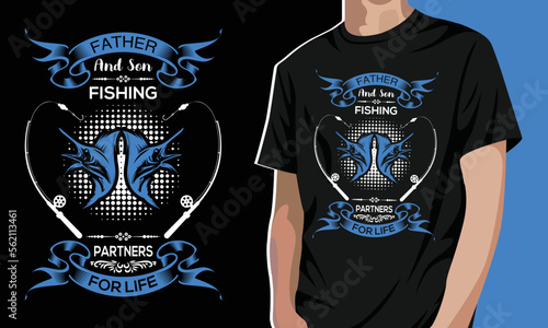 Father an son are partner fishing t shirt design template 