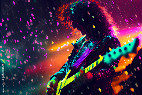 November rain, tribute to rock and roll, beautiful colorful illustration