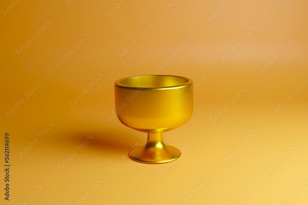 golden cup in 3d rendering design. golden cup in 3d rendering design.