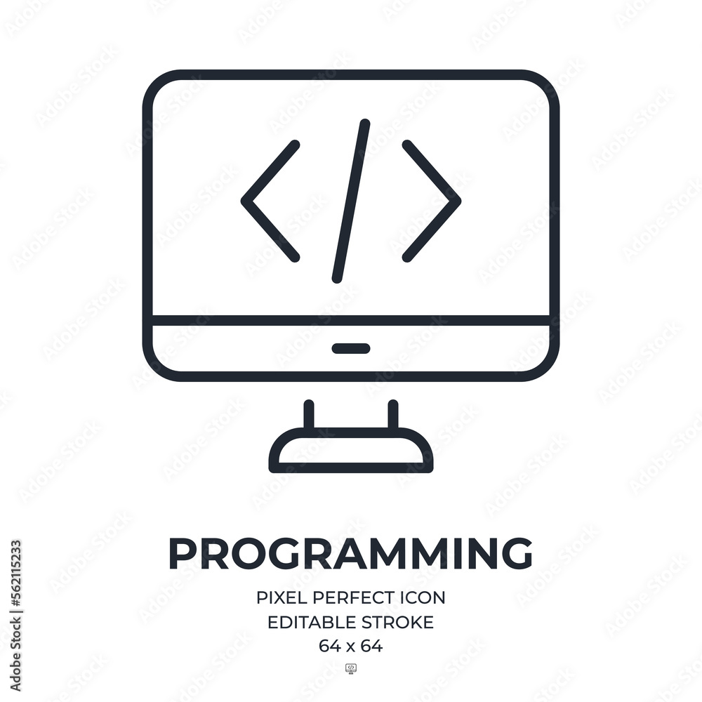 Programming and web development editable stroke outline icon isolated on white background flat vector illustration. Pixel perfect. 64 x 64. Programming and web development editable stroke outline icon isolated on white background flat vector illustration. Pixel perfect. 64 x 64.