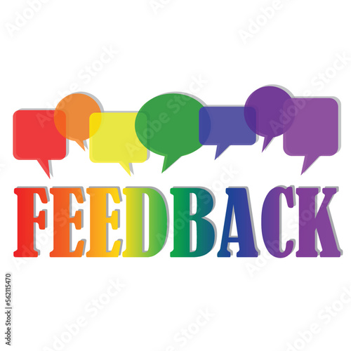 Colorful speech bubbles with the text feedback