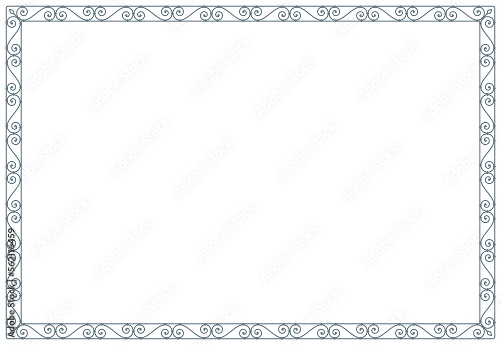 Vector frame baroque fence. A4. Isolated on white background. Vector frame baroque fence. A4. Isolated on white background.