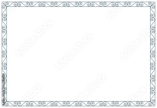 Vector frame baroque fence. A4. Isolated on white background.