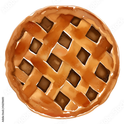 pie hand drawn with watercolor painting style illustration
