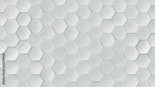 Fototapeta Naklejka Na Ścianę i Meble -  White hexagons abstract geometric background 3D render