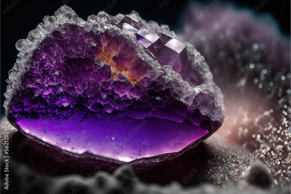 Amethyst purple color sparkling surface, gemstone closed up (ai generated)