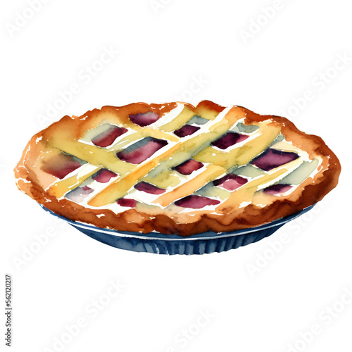 pie hand drawn with watercolor painting style illustration