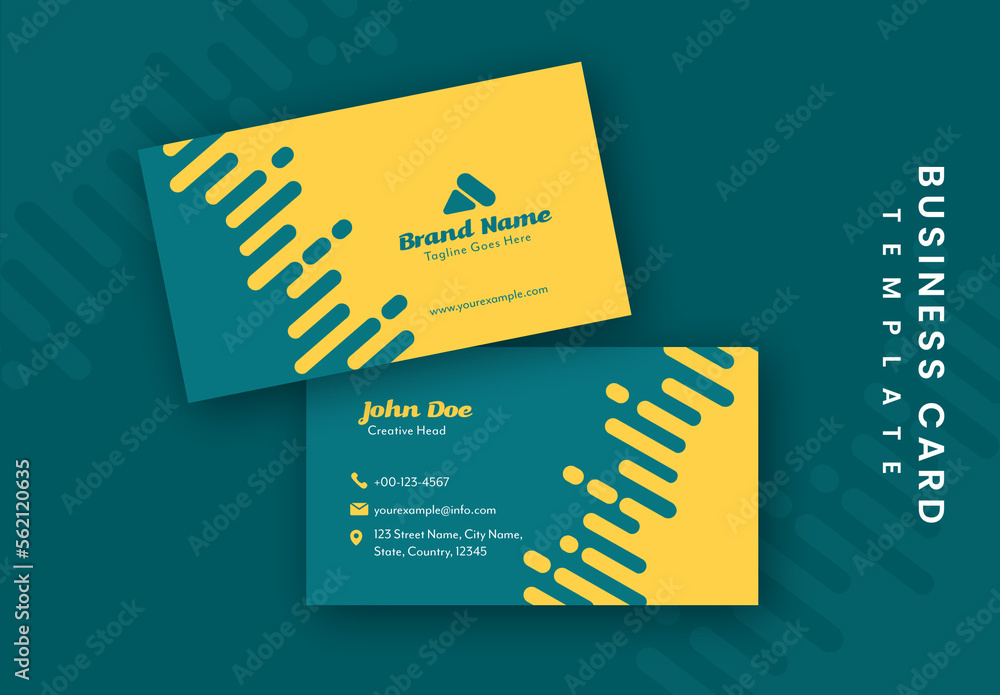 Yellow And Green Business Card With Abstract Pattern Stock Template yellow-and-green-business-card-with-abstract-pattern-stock-template