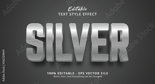 Editable text effect, Silver text on silver color style effect
