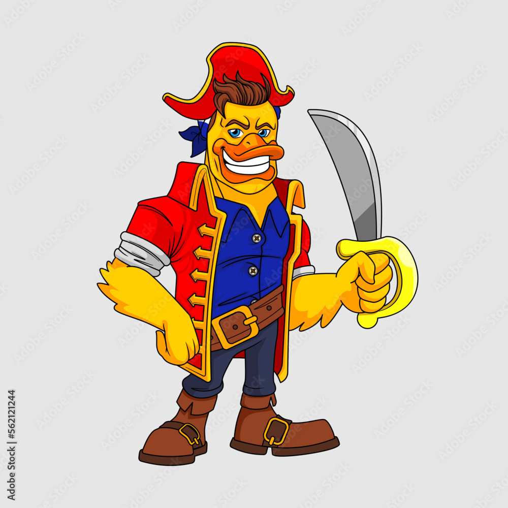 cute pirate duck, pirate little duckling holding a sword cute pirate duck, pirate little duckling holding a sword
