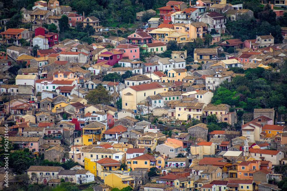 Beautidul view of liapades village in corfu greece