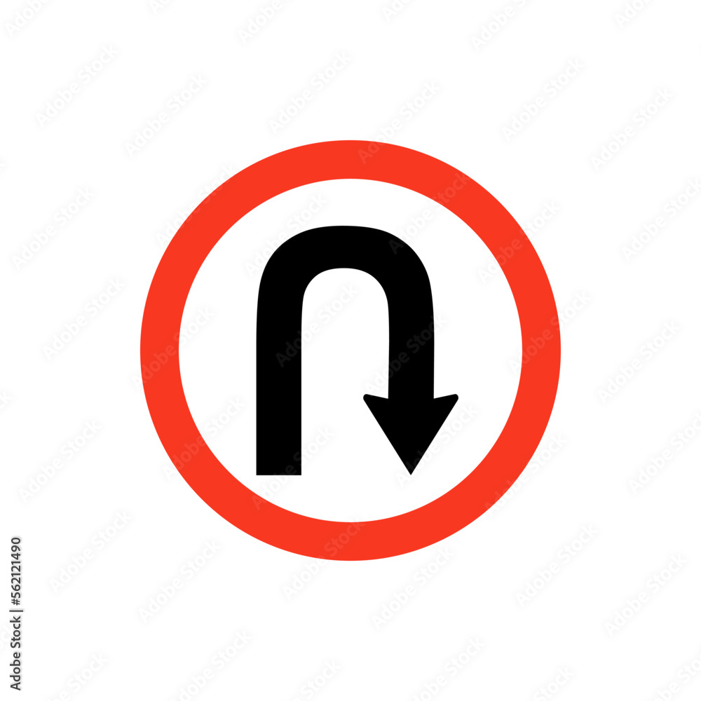 Turn back road sign on white background. Turn back road sign on white background.