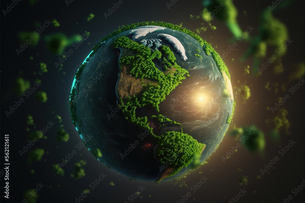 Digital green futuristic globe, viewed from space, in the solar system, in the stars, view of the earth, our planet, ai, cyber, eco, climate, war created with generative ai technology, chance, hope Digital green futuristic globe, viewed from space, in the solar system, in the stars, view of the earth, our planet, ai, cyber, eco, climate, war created with generative ai technology, chance, hope
