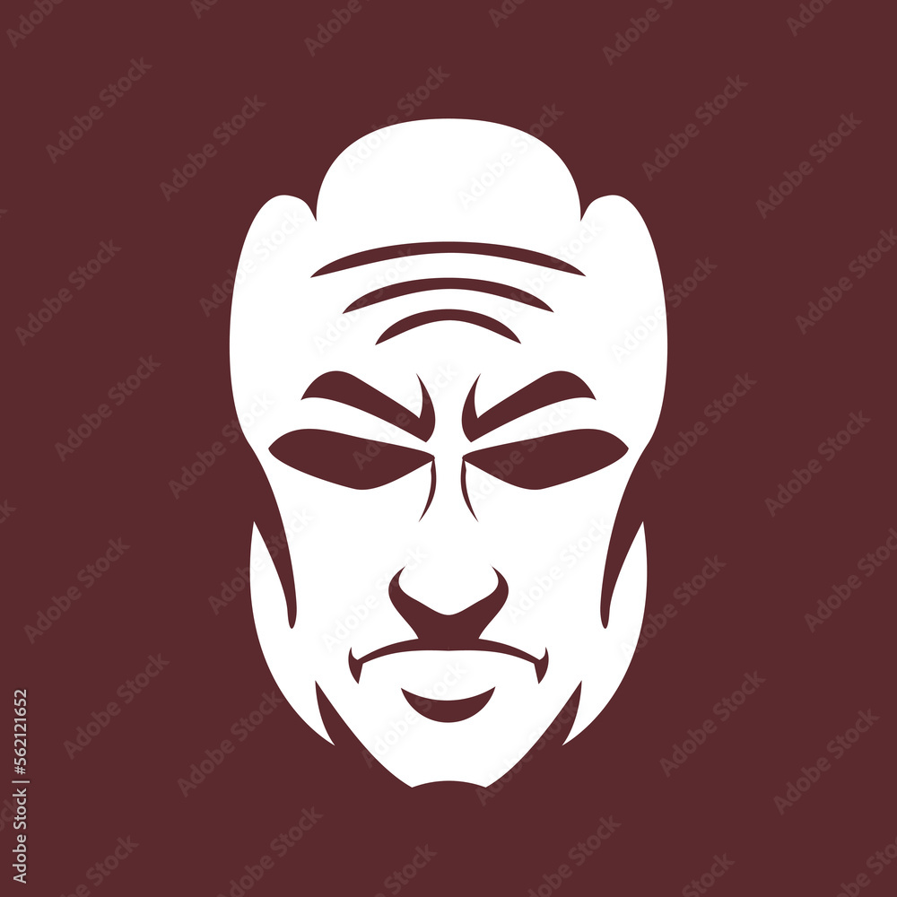 stylized man face on dark background / vector illustration